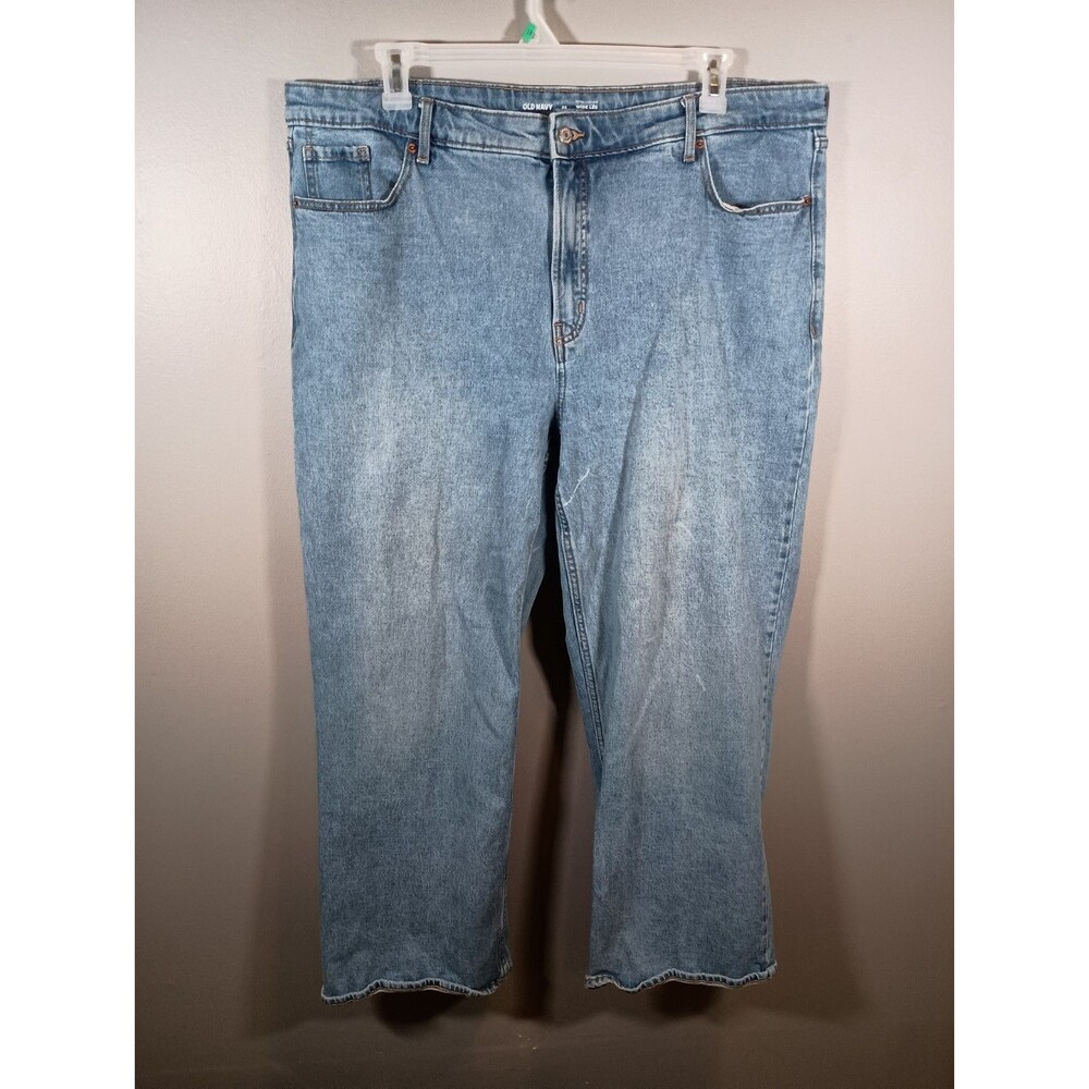 Old Navy Extra High rise Light Wash Wide Leg Secret Smooth Pockets Plus Size 22